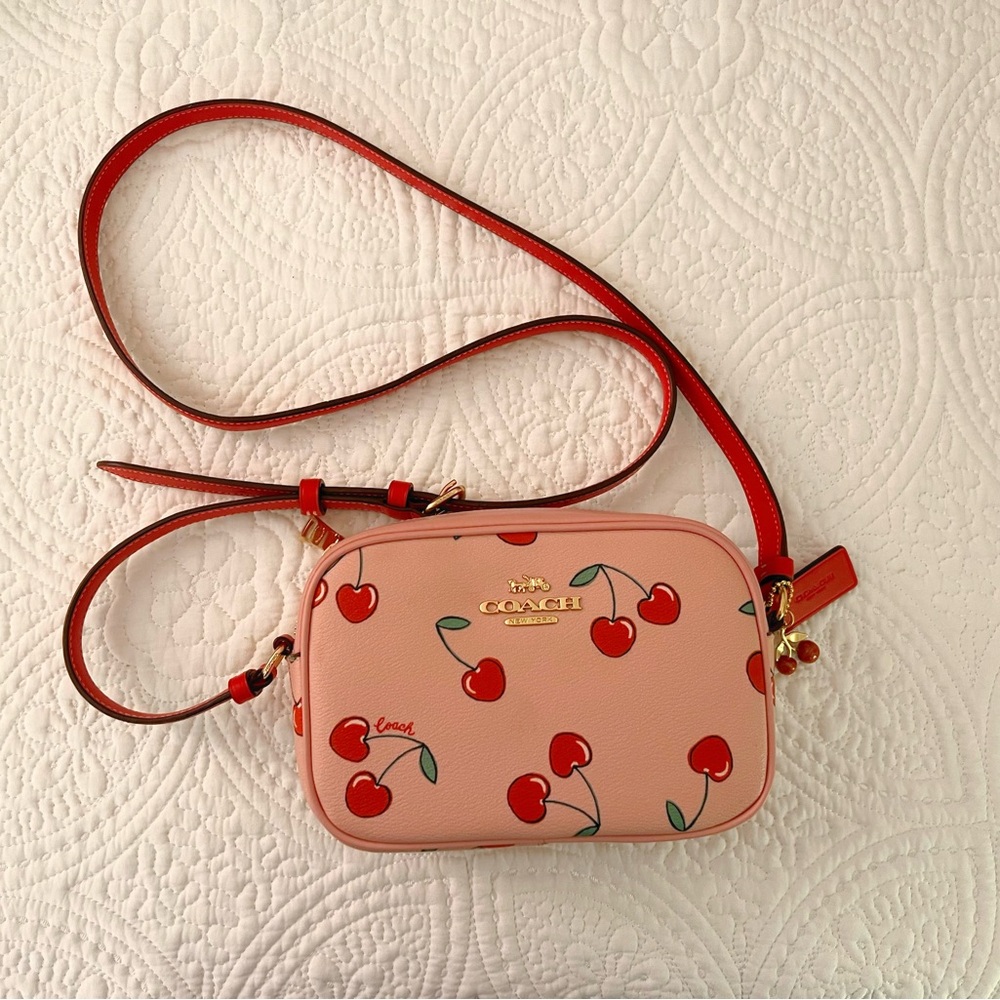COACH Mini Jamie Camera Bag With Heart Cherry Print
